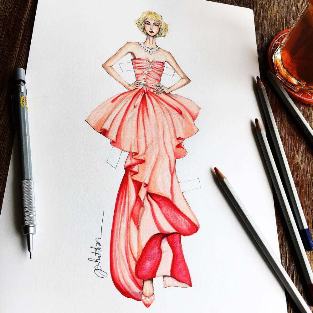 時裝繪畫 服裝設計 手帳素材 婚紗 禮服 ins:eris_tran