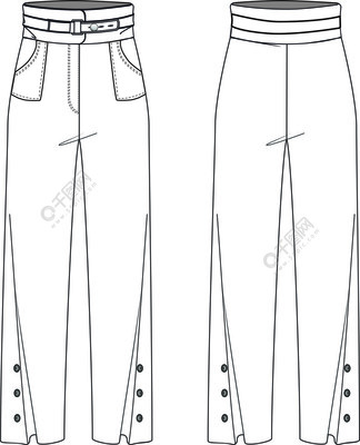 女裝長褲服裝設計款式矢量CDR模板免費下載_eps格式_編號35943974-